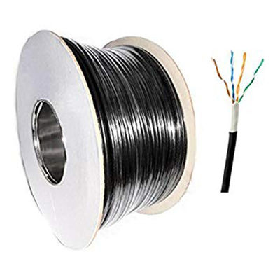 comprar Cable de aire libre UTP CAT5E 24AWG PE sólido + PVC 500FT Cable de aire libre impermeable negro online manufacture