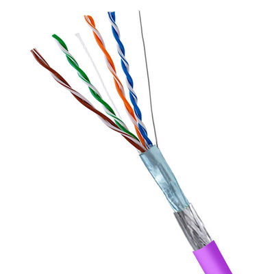 satın al 24AWG SFTP CAT5E Kablosu 100MHz Mor PVC Ceket Kalkanlı LAN Kablosu 500FT online manufacture